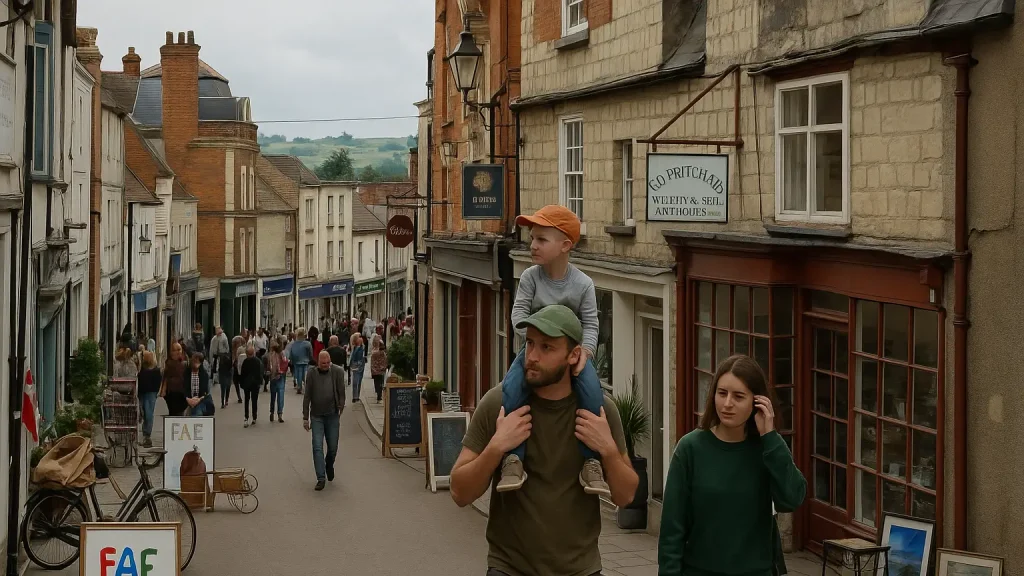The bustling Stroud high street, home to local businesses I help to succeed online with expert web design.